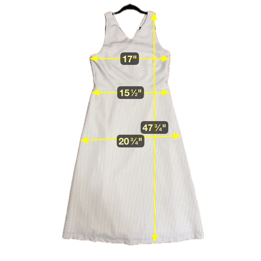 Timeless Minimalist Striped‎ Midi Dress Size 10 Coastal Grandmother Clean Girl - Picture 7 of 7